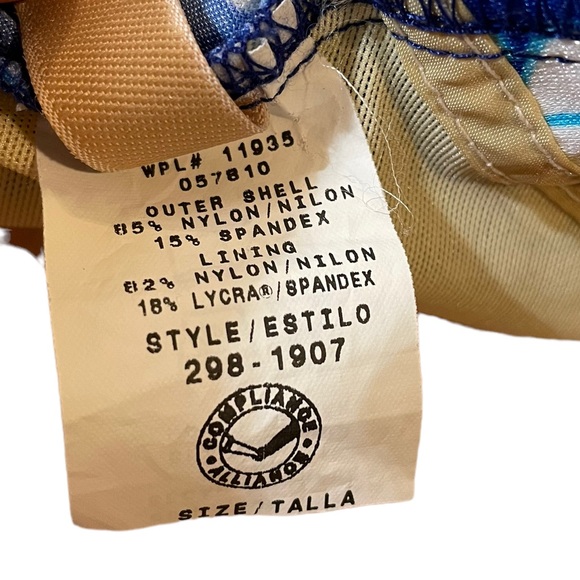 Le Cove Vintage Blue Tropical Hawaiian Floral Striped One Piece Swimsuit Dress - Picture 7 of 7